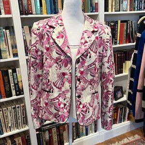 Tahari Pink and White Floral Jacket and shell